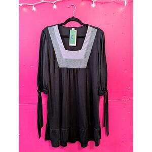 No Boundaries Black Gray Color Block Shift Dress Tie Sleeves XL 1X
